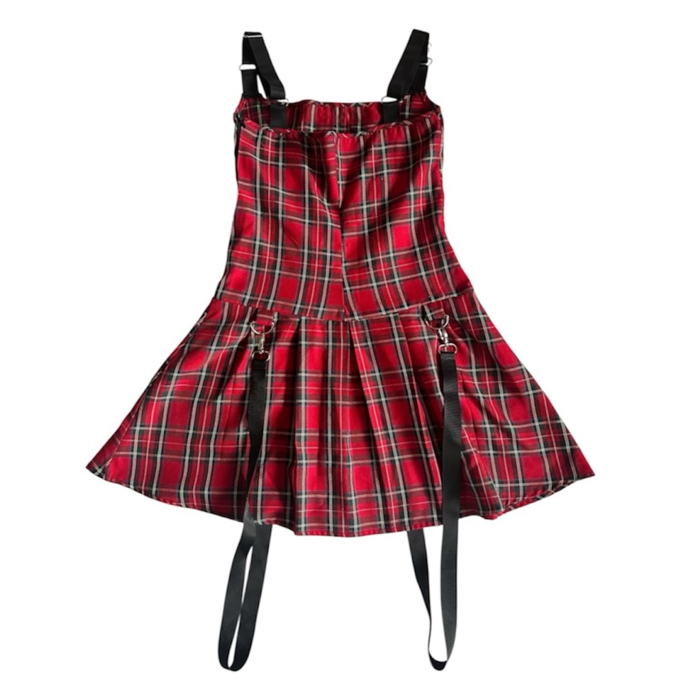 Red Plaid Punk Suspender Dress - Picture 3 of 3